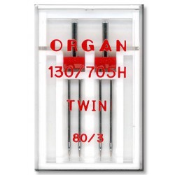 Machine Needles ORGAN TWIN 130/705 H - 80 (3,0) - 2pcs/plastic box