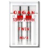Strojové jehly ORGAN TWIN 130/705 H - 80 (3,0) - 2ks/plastová krabička