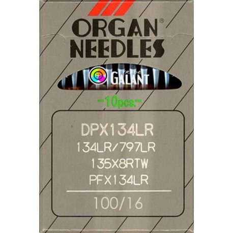 Industrial Machine Needles ORGAN DPx134LR - 100/16 - 10pcs/card