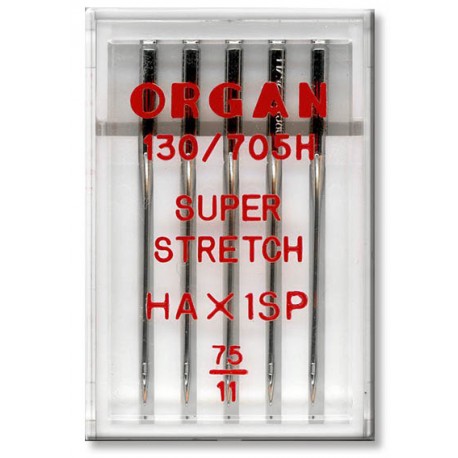 Strojové jehly ORGAN SUPER STRETCH 130/705H - 75 - 5ks/plastová krabička