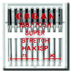 Machine Needles ORGAN SUPER STRETCH 130/705H - Assort - 10pcs/plastic box