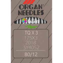 Industrial machine needles ORGAN TQx3 - 80/12 - 10pcs/card