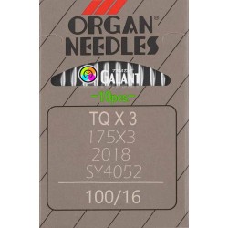 Industrial machine needles ORGAN TQx3 - 100/16 - 10pcs/card